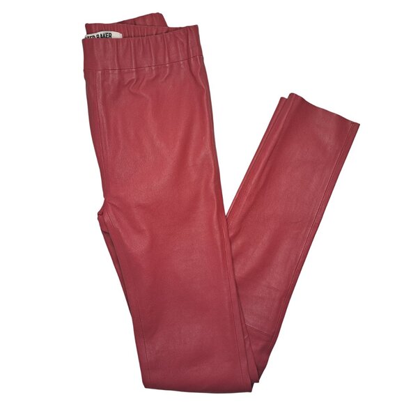 NEW Walter Baxter Roxanna Pant Cerise Burgundy 100% Lamb Leather Leggings XS